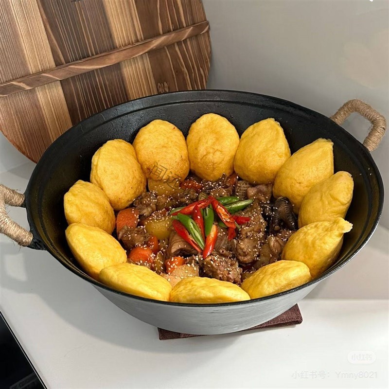 老式加厚铸铁锅家用双耳铁锅圆底炒菜锅生铁炒菜无涂层不粘锅炖锅