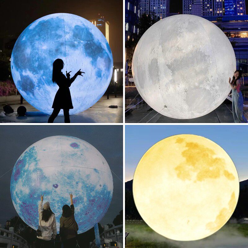 充气月球气模中秋节大型发光月亮玉兔太空人月兔星球模型商场美陈