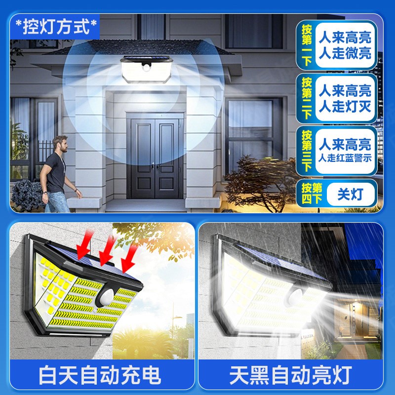 2025新款太阳能庭院灯人体感应壁灯农村院子防盗灯人体感应门头灯