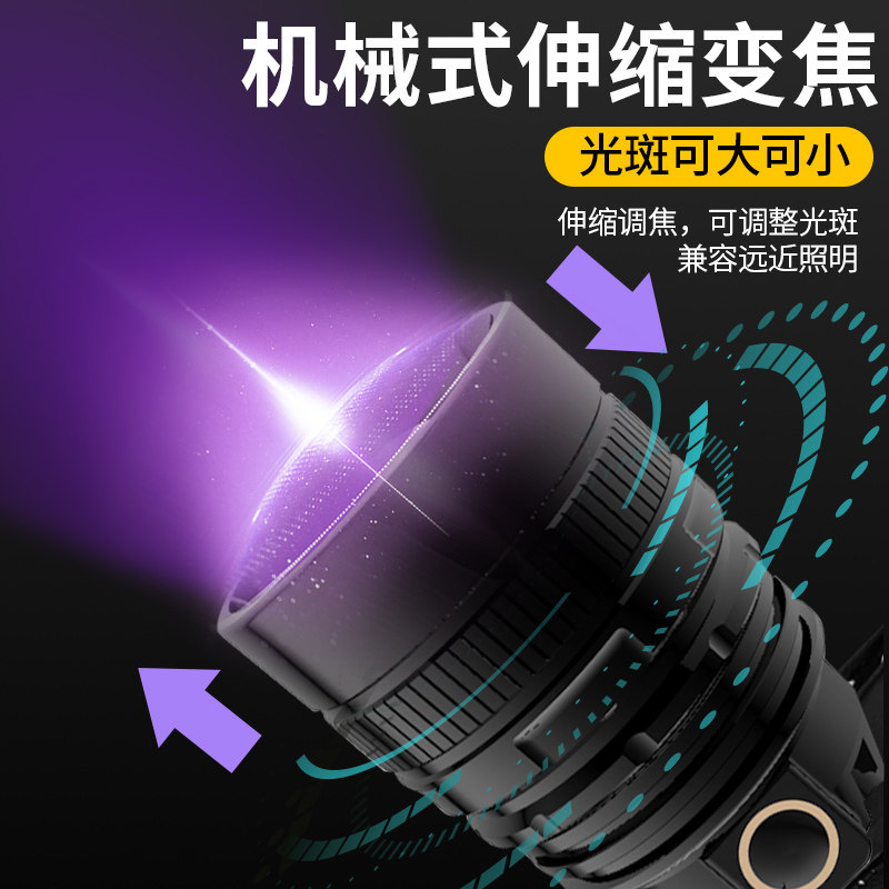 蝎子灯395nm紫光专用超亮LED照蝎子头灯头戴式强光手电筒超长续航