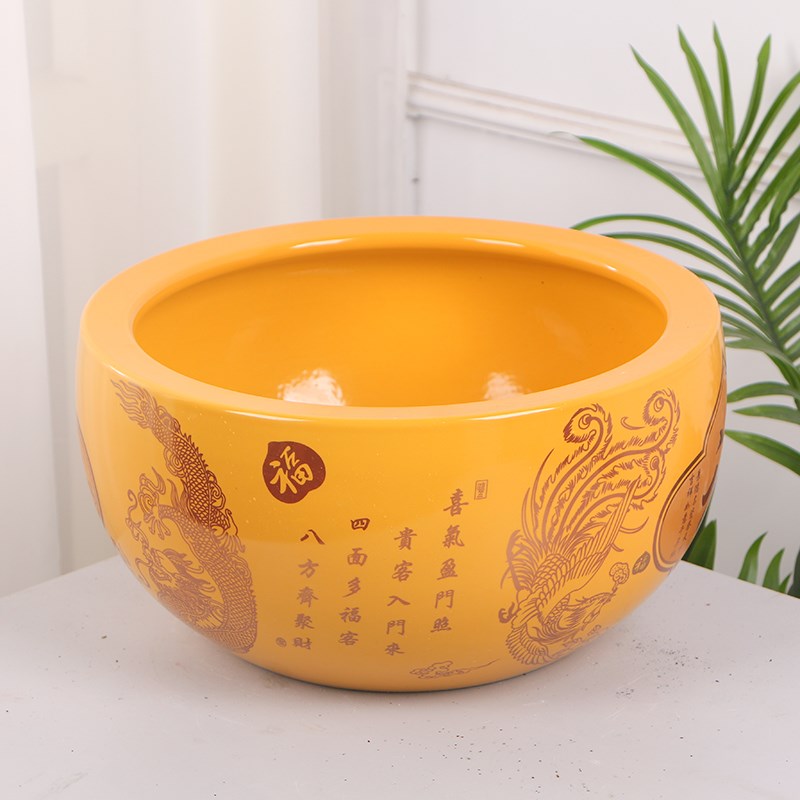 睡莲碗红色花盆聚宝盆陶瓷大景德镇水培无孔客厅专用瓷盆兰花创意
