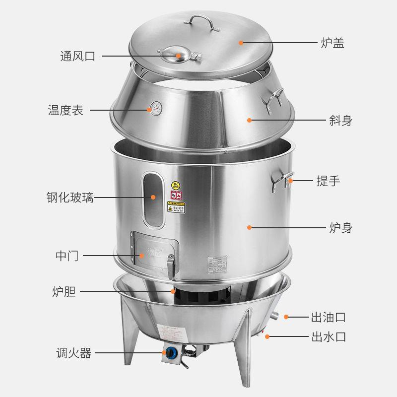 双层烧鸭炉超厚木炭烤鹅商用燃气火山石烧烤吊炉烧鸭炉超厚木炭烤
