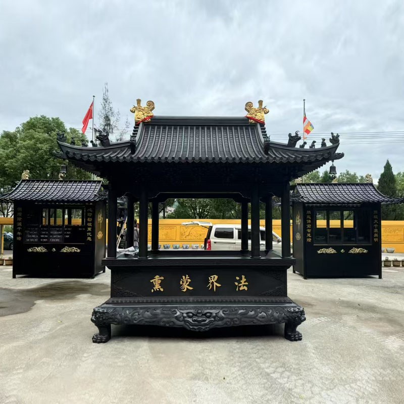 寺庙烧香炉道观长方形铸铁大型插香炉香祠堂室内外大号纯铜香炉鼎