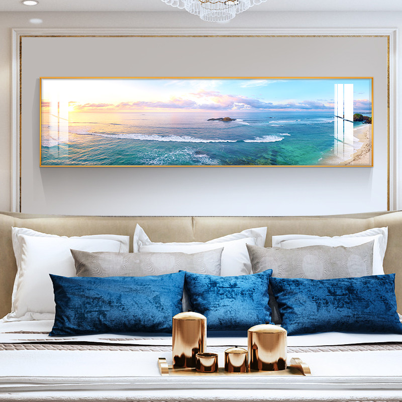 地中海卧室装饰画现代简约海景挂画北欧风景主卧室床头背景墙壁画