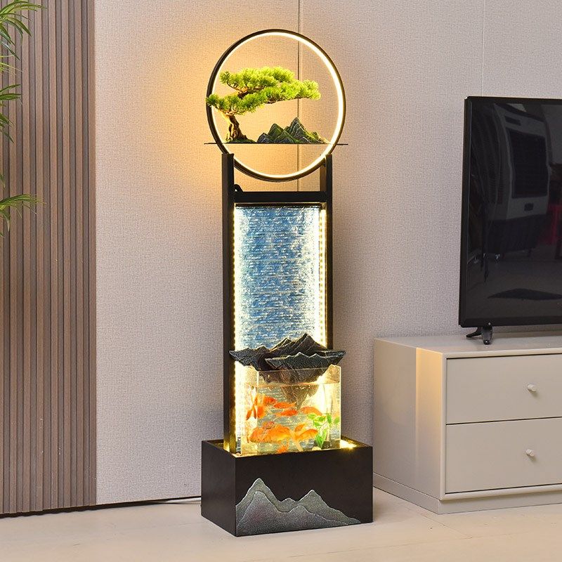 流水摆件循环水客厅加湿器电视柜沙发旁装饰水幕墙小鱼缸乔迁礼品