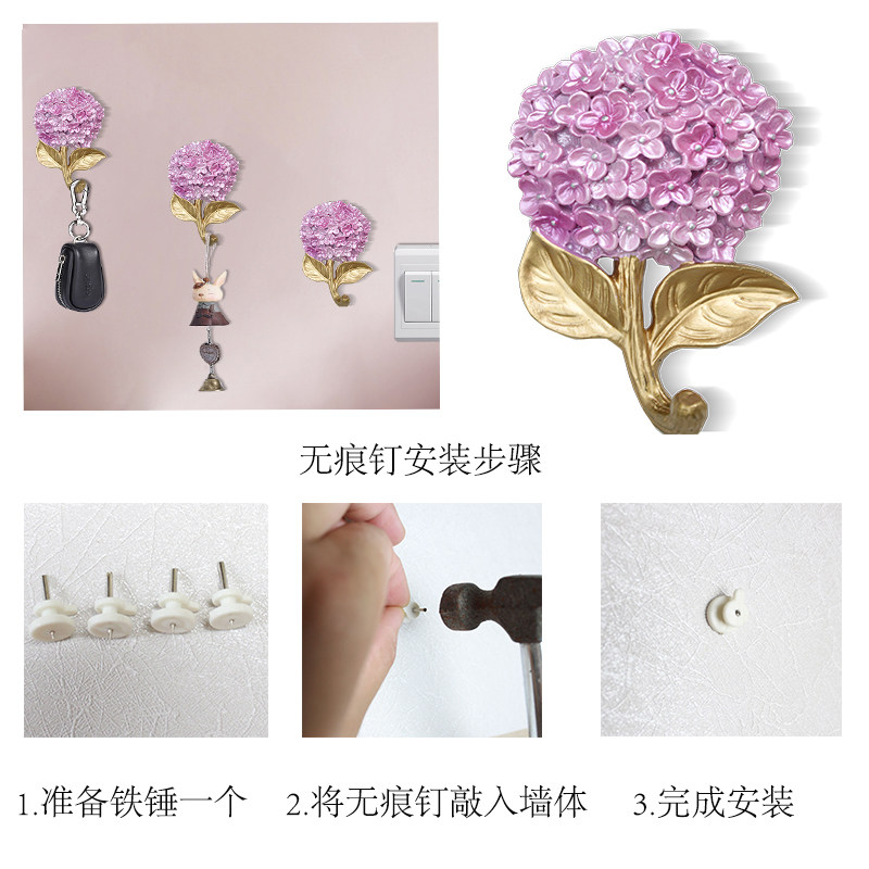 创意可爱艺术衣帽挂钩壁挂门厅挂衣架墙上客厅花篮新中式墙面装饰