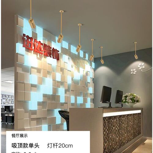 长杆射灯店铺 商用服装店美甲店吊灯单头金色吊杆小射灯led轨道灯