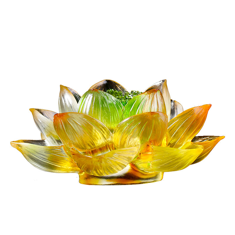 琉璃莲花香插摆件荷花供奉家居佛堂供花手工桌面供桌茶室工艺礼品