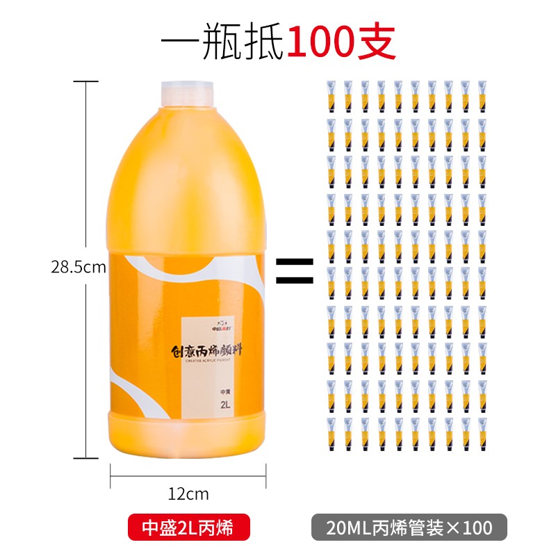 丙烯颜料防水防晒不掉色12色墙绘专用色挤压式2L大桶装大容量画室