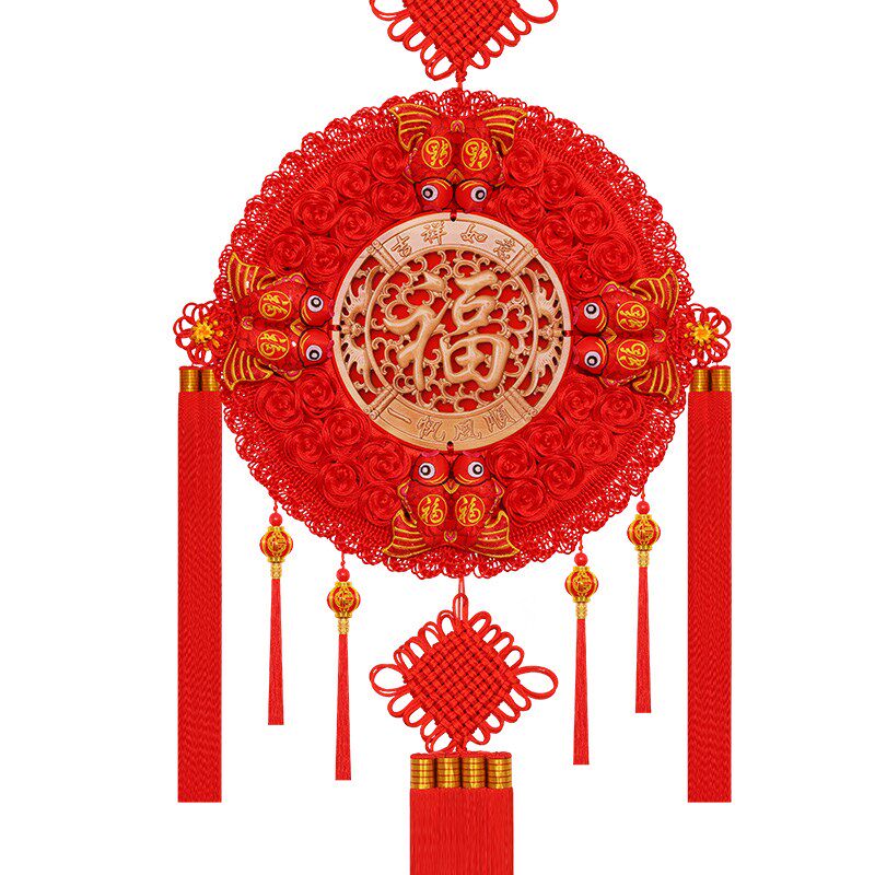新房乔迁送礼领导长辈高档桃木中国结挂件实用艺术过年背景墙挂饰