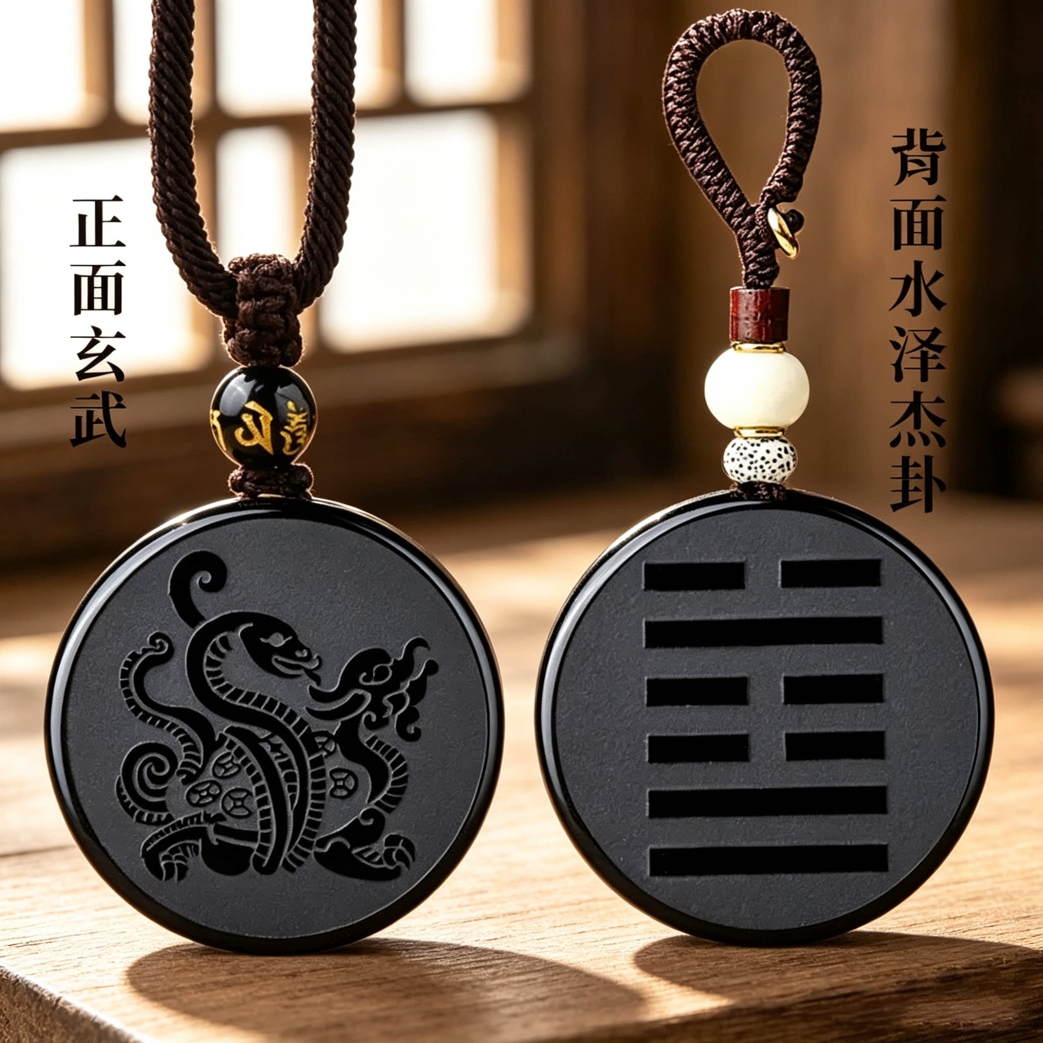 正品天然黑曜石玄武吊坠本命年