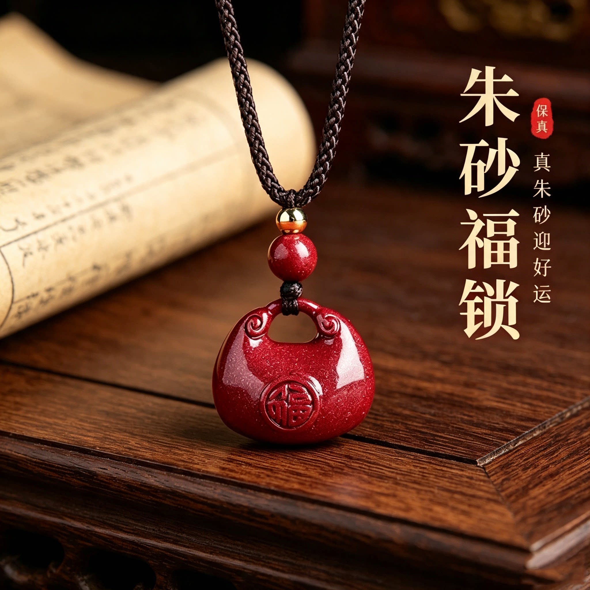 天然朱砂福袋吊坠本命年转运