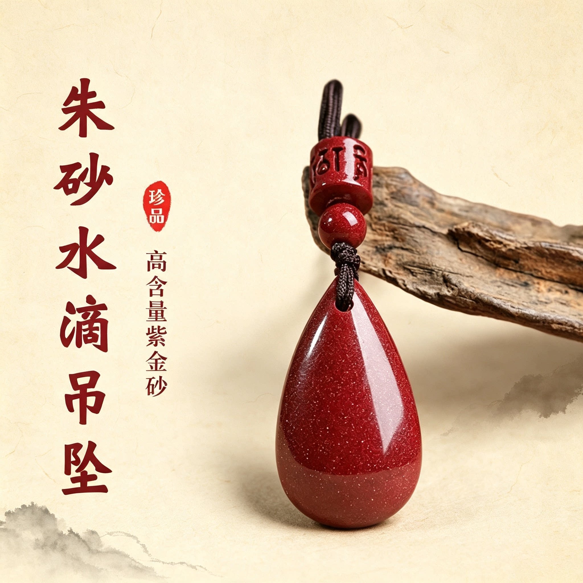高含量朱砂水滴本命年转运吊坠