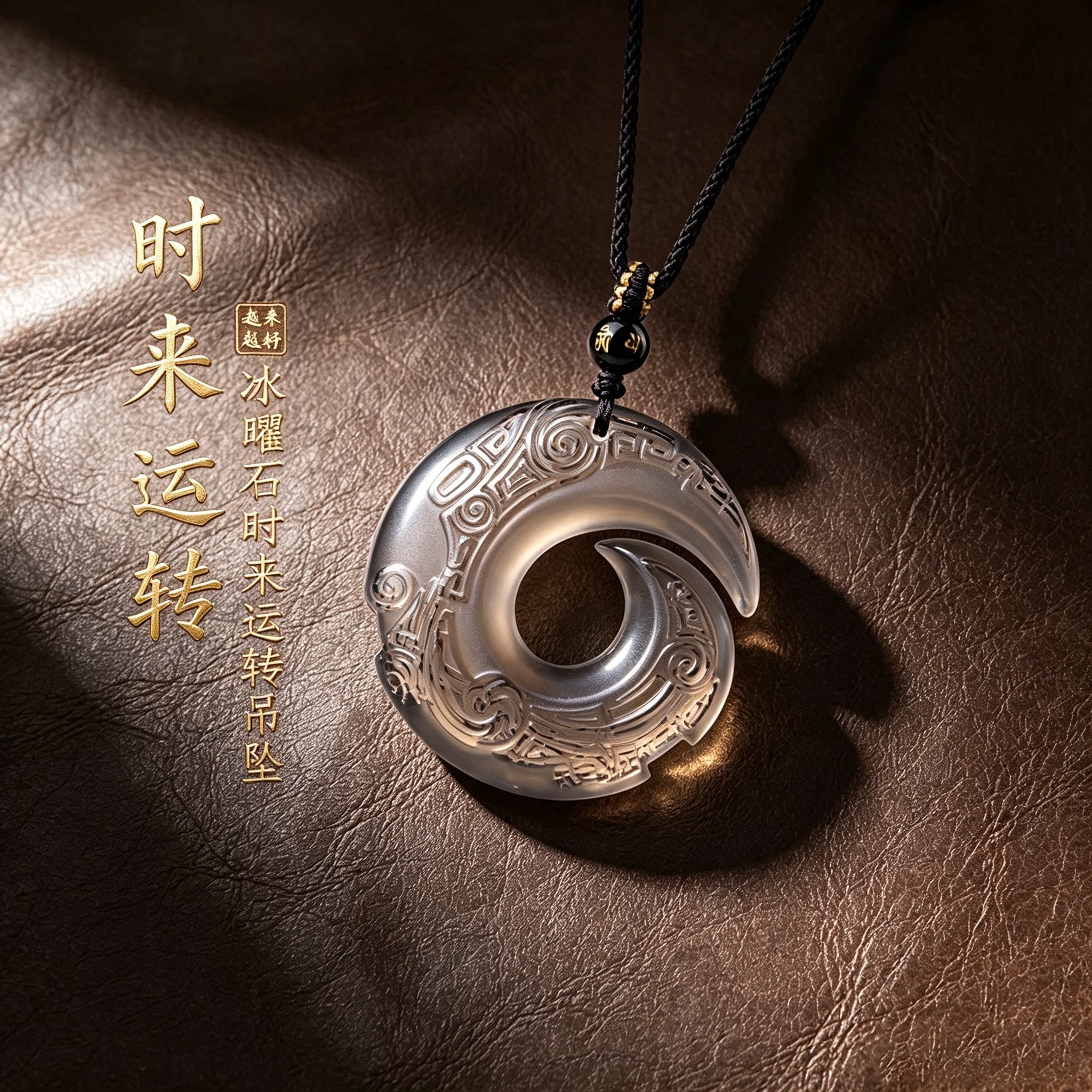 天然黑曜石时来运转本命年吊坠
