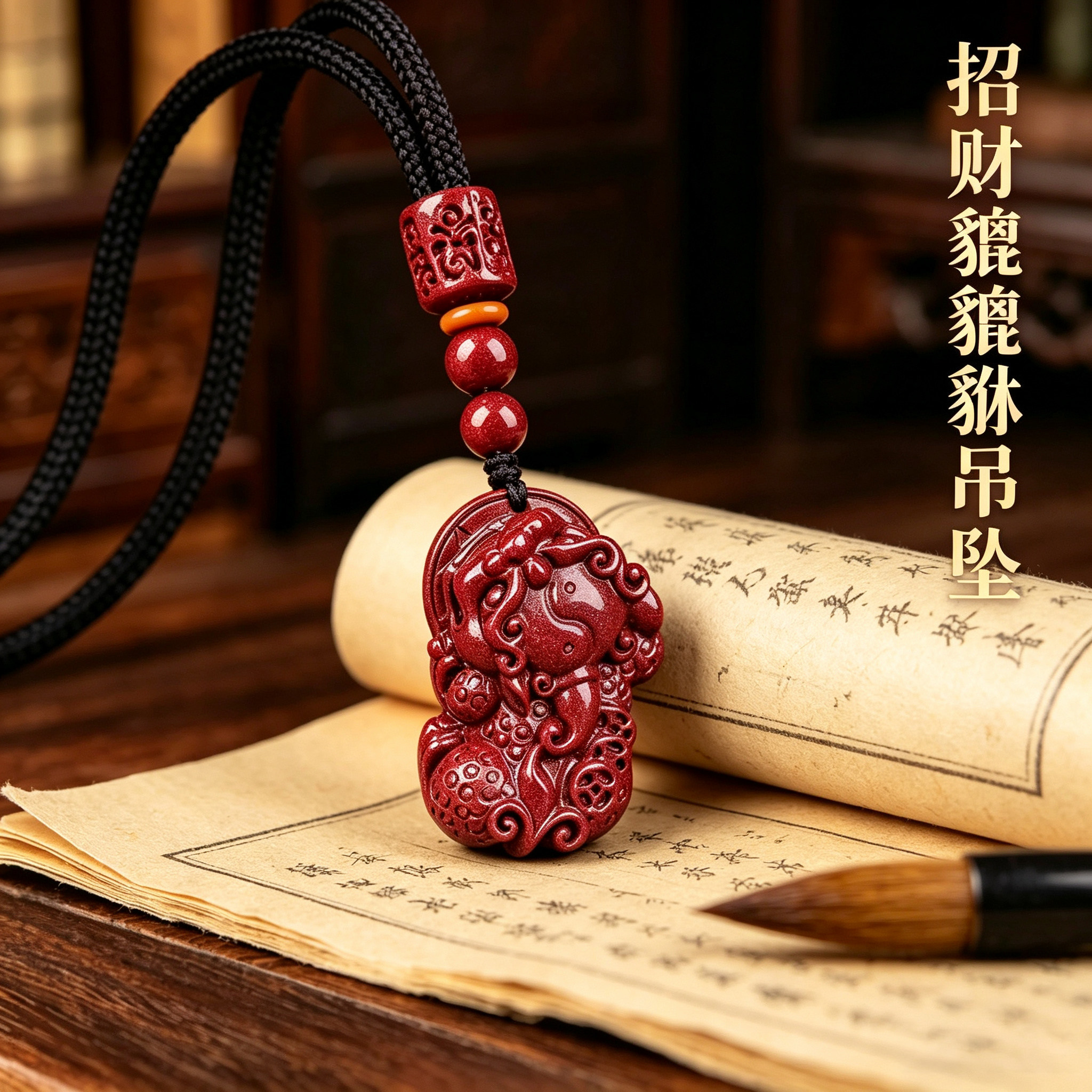 天然朱砂貔貅吊坠本命年招财护身