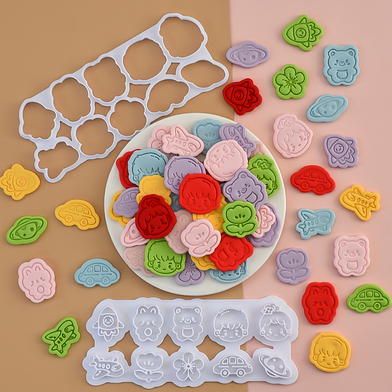 糖堡森林卡通男孩女孩汽车花朵飞机饼干翻糖切模蛋糕装饰模具压模