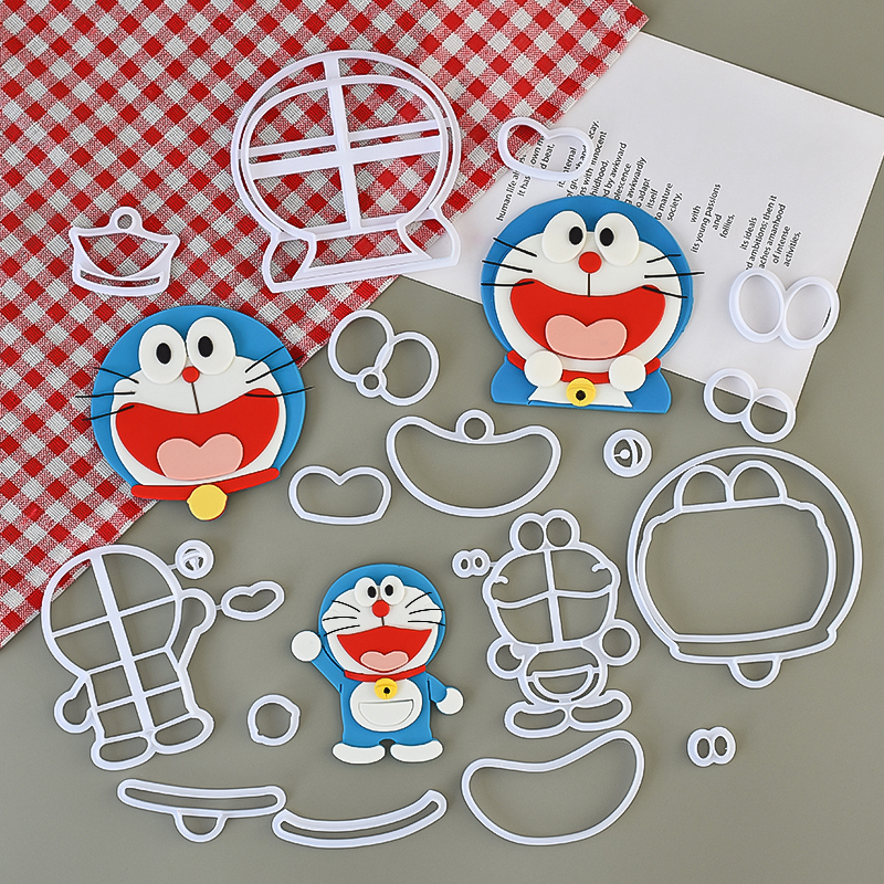 糖堡森林卡通哆啦A梦翻糖切模机器猫生日蛋糕装饰烘焙DIY模具压模