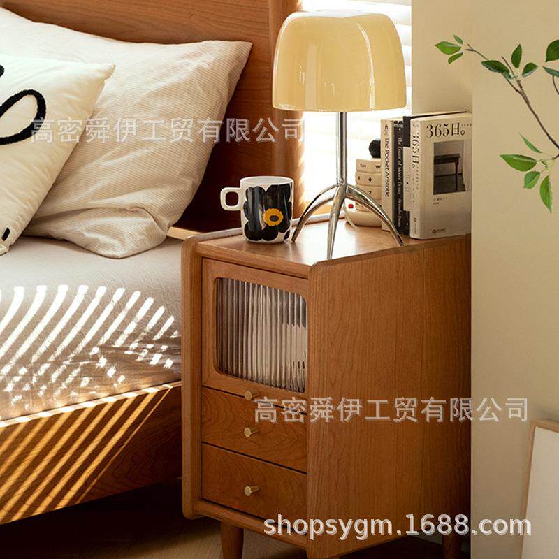 舜伊工贸窄床头柜MiN28-40cm日式樱桃木家具现代简约实木床边柜