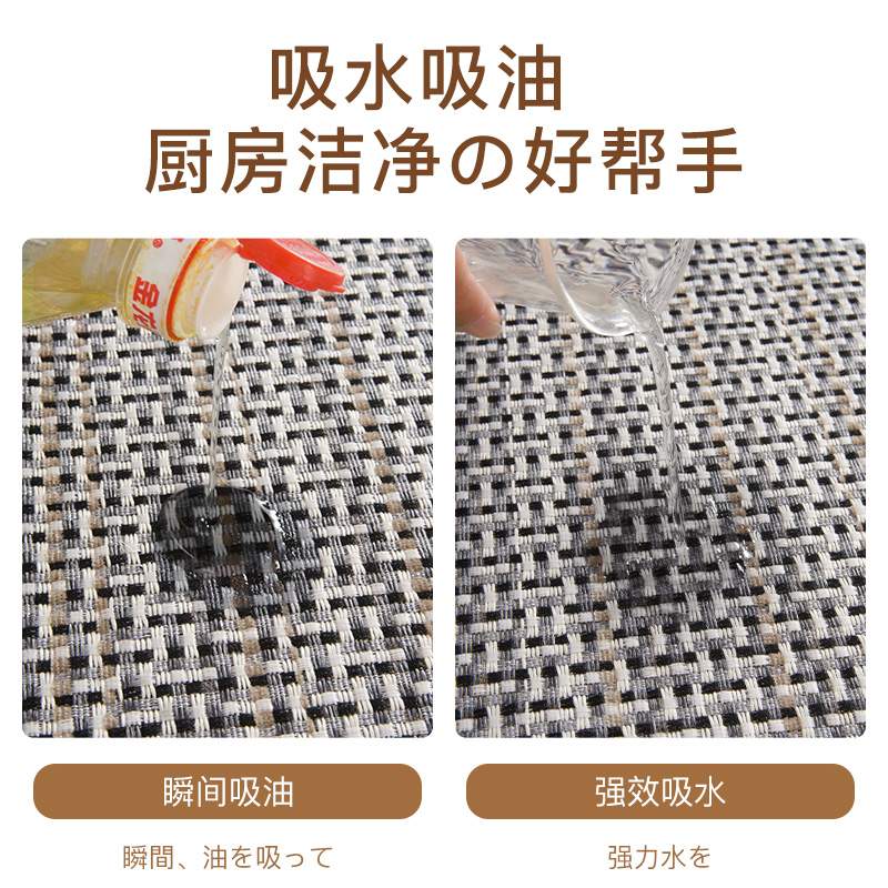 厨房地垫防滑防油防水地毯免洗可擦家用长条垫子耐脏门垫吸水之满