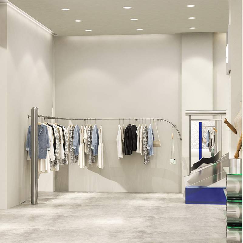 服装店展示架不锈钢新款货架陈列道具女装店简约时尚上墙壁挂衣架