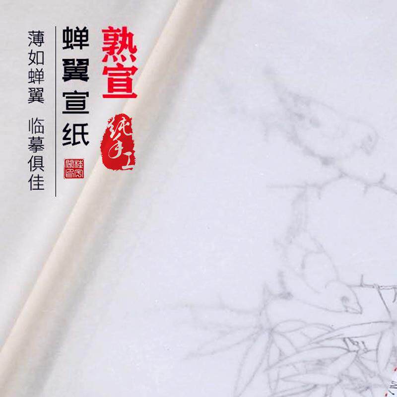 蝉衣熟宣纸工笔画专用矾宣四尺六尺云母熟宣超薄扎花蝉翼用纸