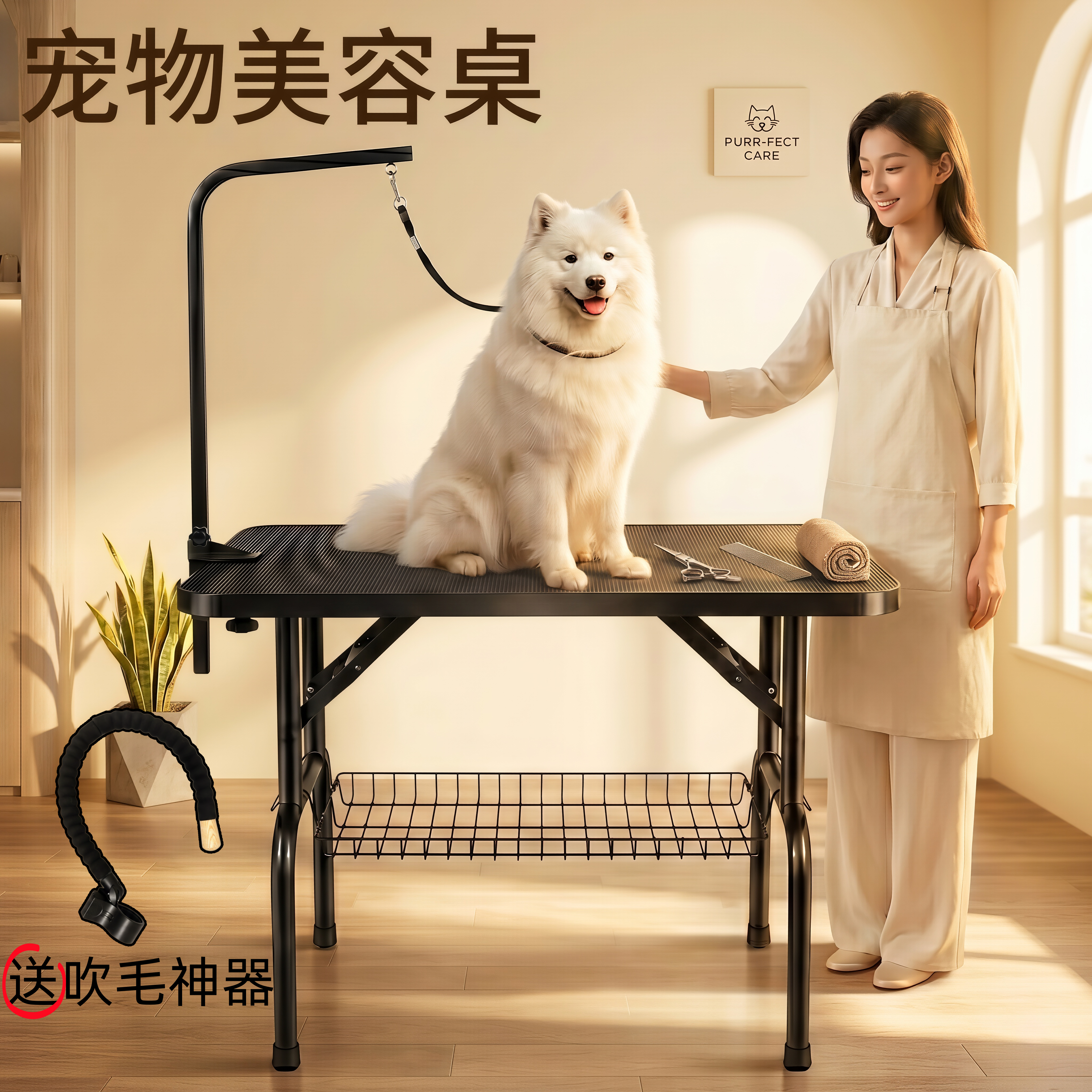 喵待待宠物美容桌狗狗美容台大型犬猫折叠洗澡剪修吹毛冲凉美容台