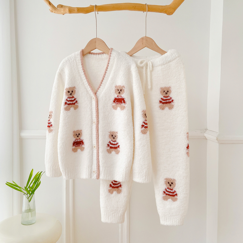 半边绒秋冬儿童家居服睡衣