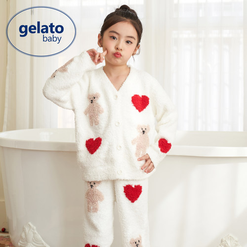 秋冬半边绒儿童家居服睡衣