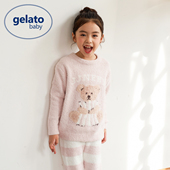gelato baby半边绒儿童睡衣套装 女童男童亲子珊瑚绒家居服秋冬