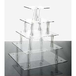 5层方形亚克力蛋糕展示架 婚庆纸杯蛋糕架Cupcake Stand