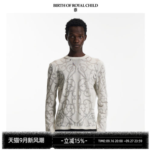 BIRTH OF ROYAL CHILD.BORC 烧花藤蔓镂空打底紧身长袖轻薄透气