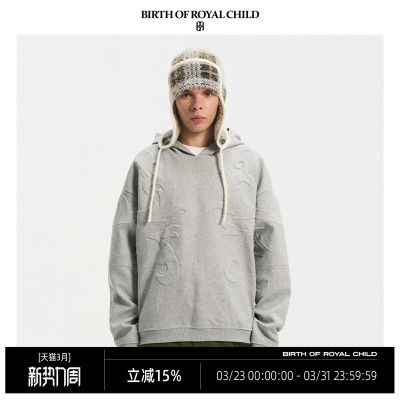 BIRTH OF ROYAL CHILD.BORC 立体雕花卫衣壁画艺术立体压印宽松