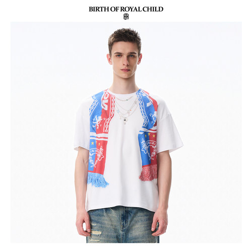 BIRTH OF ROYAL CHILD.BORC 立体印花球迷围巾短袖数码直喷足球T