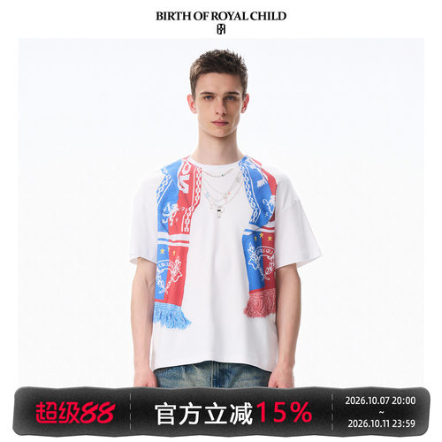 BIRTH OF ROYAL CHILD.BORC 立体印花球迷围巾短袖数码直喷足球T