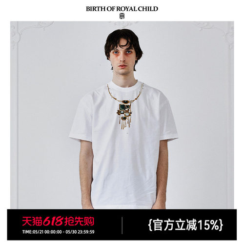 BIRTH OF ROYAL CHILD.BORC 【王力宏同款】宝石项链印花短袖T恤