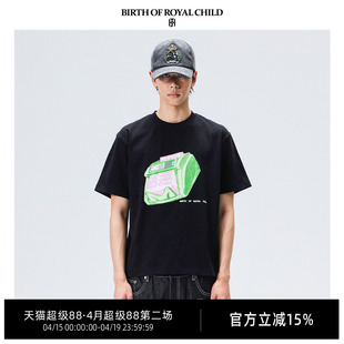 BIRTH OF ROYAL CHILD.BORC 验钞机烫钻TEE纯棉高温烫钻T恤短袖