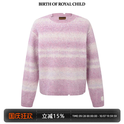 BIRTH OF ROYAL CHILD.BORC 【丁禹兮同款】手工镶钻高奢拼色毛衣