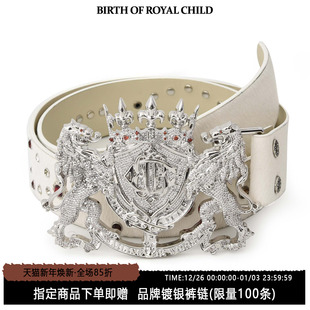 华晨宇同款 BIRTH CHILD.BORC ROYAL 白金满钻双狮腰带男