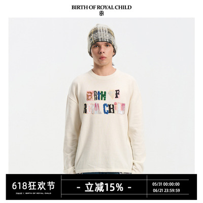 BIRTH OF ROYAL CHILD.BORC 四重工艺珠片标识复古街头长袖TEE