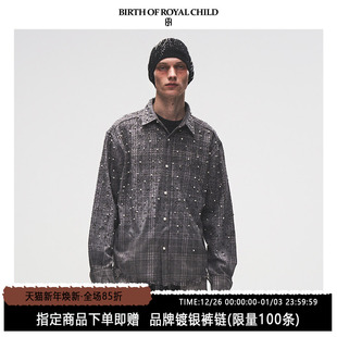 珍珠满钻格纹衬衫 ROYAL 林俊杰同款 男 CHILD.BORC BIRTH
