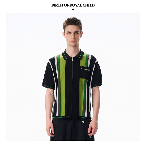 BIRTH OF ROYAL CHILD.BORC 【丁程鑫同款】条纹肌理短袖polo衫