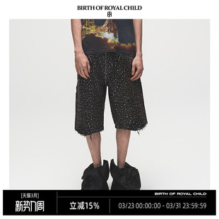 镭射满钻牛仔短裤 ROYAL 吴莫愁同款 男 CHILD.BORC BIRTH