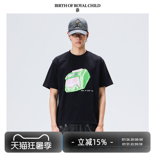 BIRTH OF ROYAL CHILD.BORC 验钞机烫钻TEE纯棉高温烫钻T恤短袖