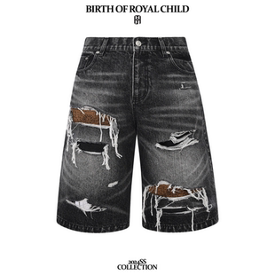 CHILD.BORC BIRTH ROYAL 男 高卿尘同款 藏宝图破坏牛仔短裤