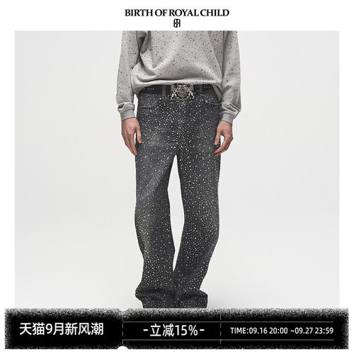 BIRTH OF ROYAL CHILD.BORC 【LISA同款】3D立体印花满钻牛仔裤