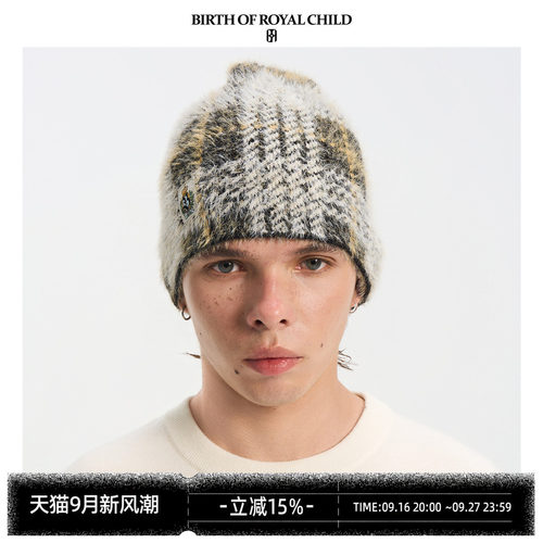 BIRTH OF ROYAL CHILD.BORC 格纹提花冷帽复古提花亲肤羊毛混纺