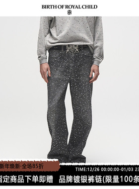 BIRTH OF ROYAL CHILD.BORC 【lisa同款】立体满钻牛仔裤男