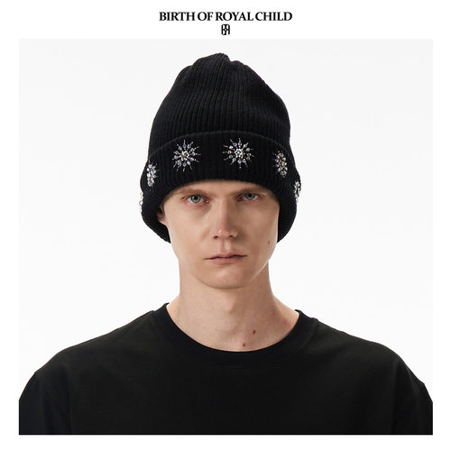 BIRTH OF ROYAL CHILD.BORC 雪花钉珠冷帽手工缝制宝石羊毛混纺