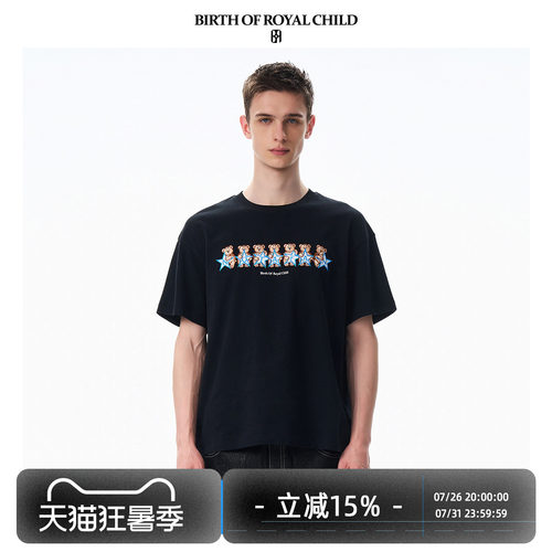 BIRTH OF ROYAL CHILD.BORC 小熊刺绣T恤立体印花烫钻磨毛面料TEE