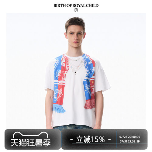 BIRTH OF ROYAL CHILD.BORC 立体印花球迷围巾短袖数码直喷足球T